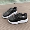 Spring and Autumn Trend Platform Casual Shoes New Glossy Fashion Sports Women's Shoes Low-top Lace-up Flat-soled Single Shoes