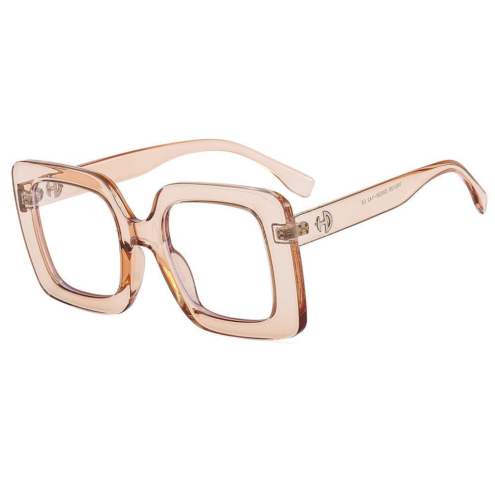 Fashion Anti-Blue Glasses Women'S Personality Plain Square Large Frame Flat Glasses Glasses Frame Tide Tr90 Glasses Frame