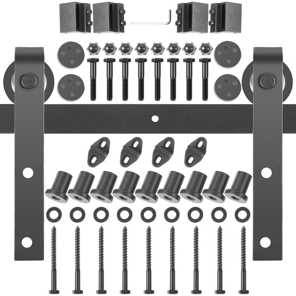 Sliding Barn Door Hardware Kit, 12FT Barn Door Kit, 330LBS Load-bearing Double Barn Door Hardware Kit, Carbon Steel Barn Door Track, Darn door for