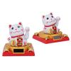Lucky Cat Figurine Energy Saving Cute Solar Powered Waving Arm Lucky Cat Statue for Cash Register