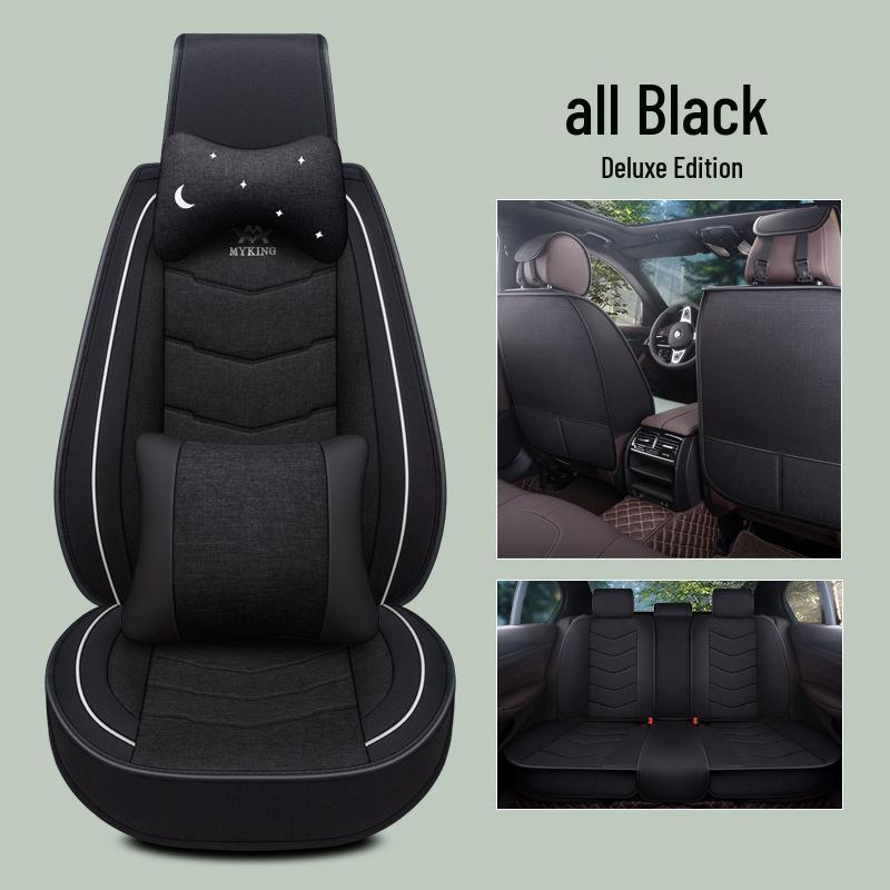 Full Coverage Linen Cartoon Panda Car Seat Cushion - Universal Fit, 2020