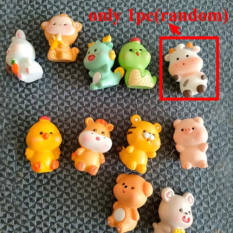 

1/12PCS Cartoon Zodiac Animal Figurines Resin Cute Crafted Animal Rat Ox Tiger Rabbit Dragon Snake Home Holiday Decor Lucky GIft