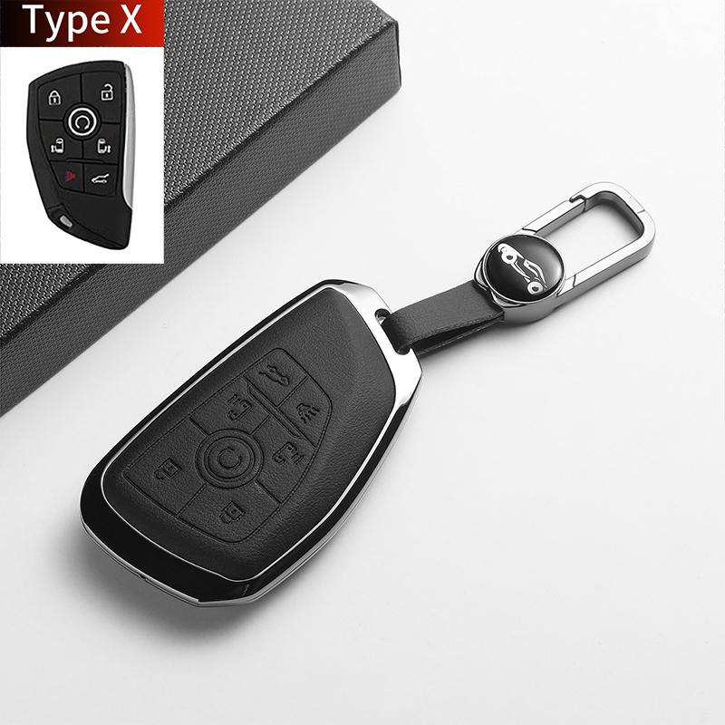 Leather Metal Car Key Case For Envision S Plus Gl8 Lu Zun Phev Century Auto Key Protector Shell Holder Decorative Accessories
