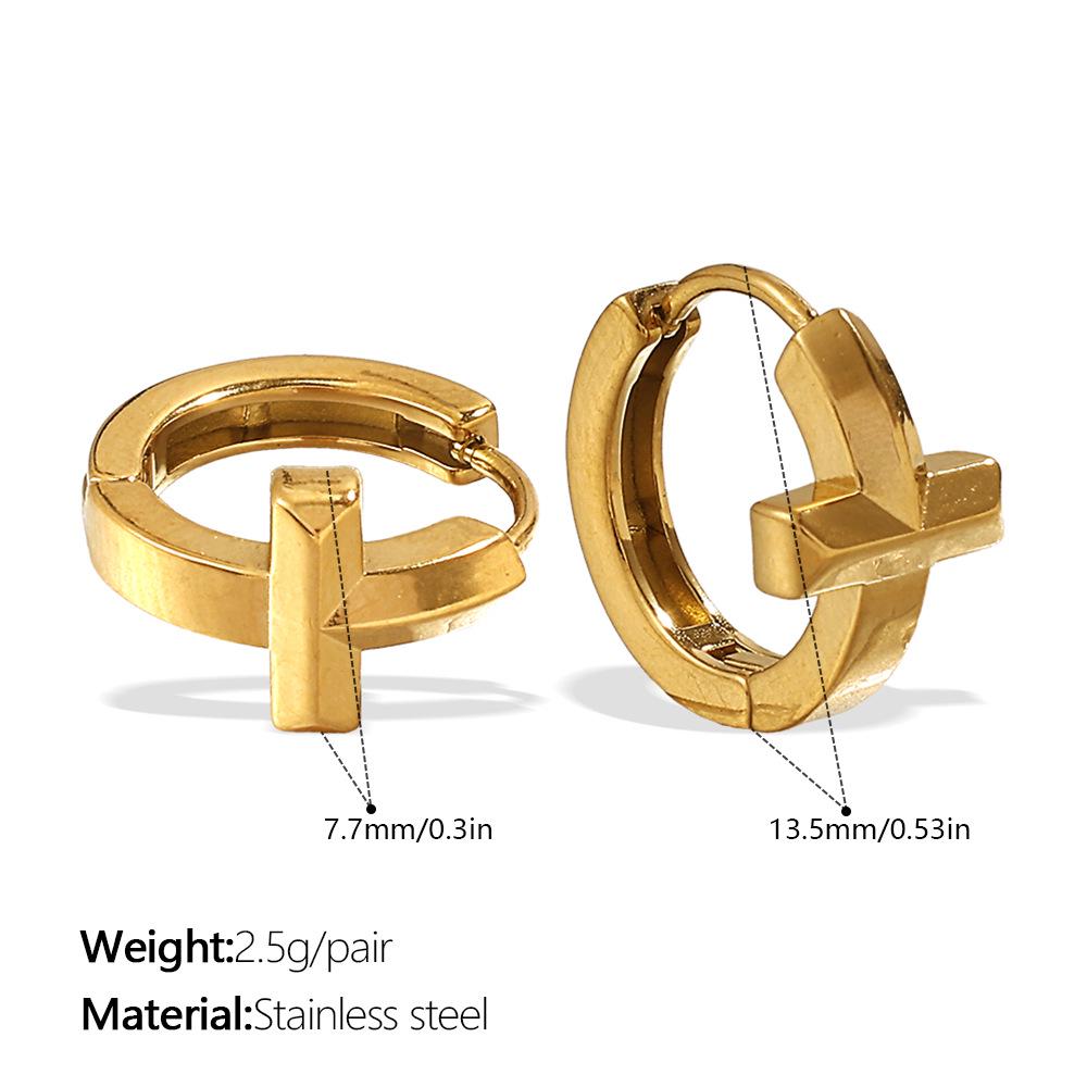 Women's Starburst Diamond-set Titanium Steel Hoop Earrings - Elegant Light Luxury Design