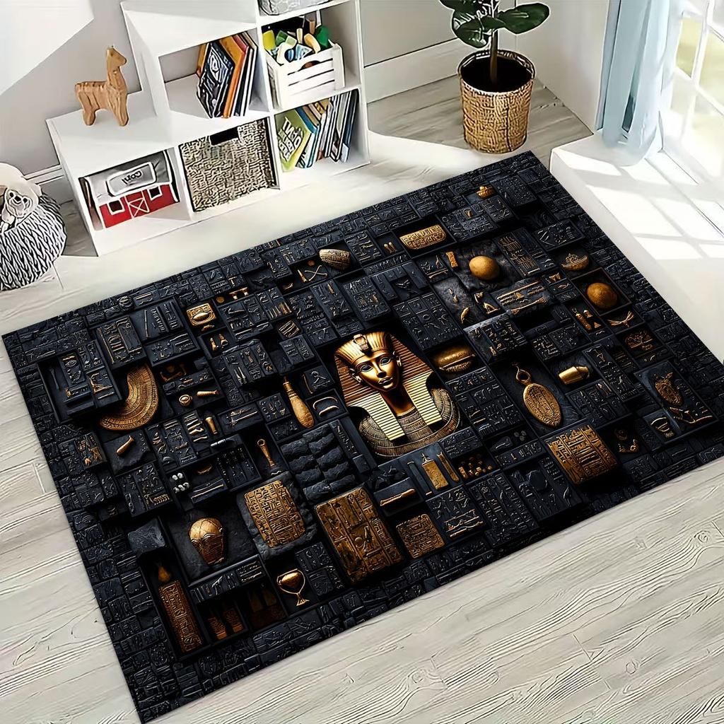 Ancient Egyptian God Dead Anubis Pharaoh Tutankhamun Mask Rug Carpet for Bedroom Living Room Sofa Doormat Decor,Non-slip Mat