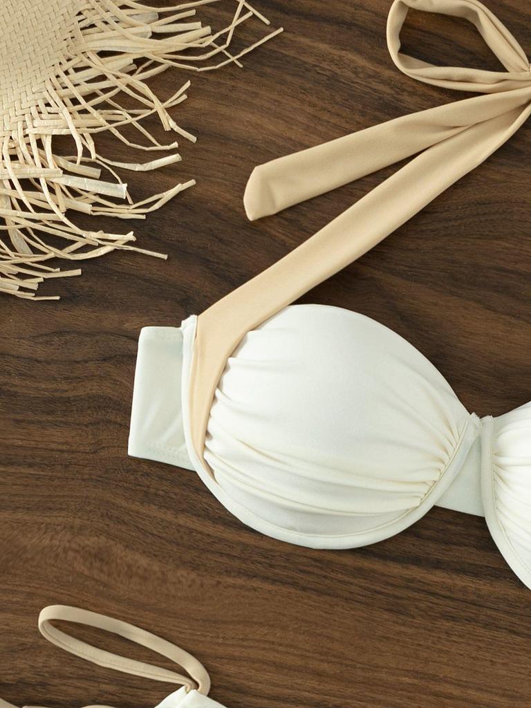 Damen Europäischer & Amerikanischer Einfarbig Sexy Bikini - Geteilter Badeanzug