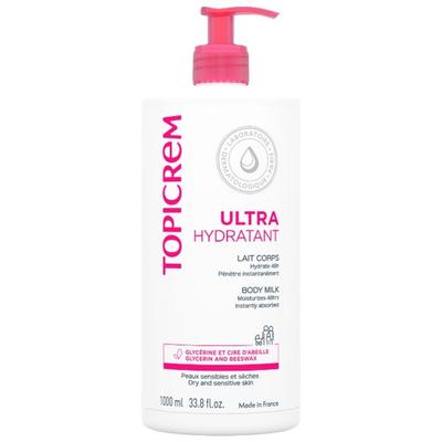 Body Lotion - Topicrem - Ultra-Hydrating - 1000 Ml - Dry Skin - Milk Texture