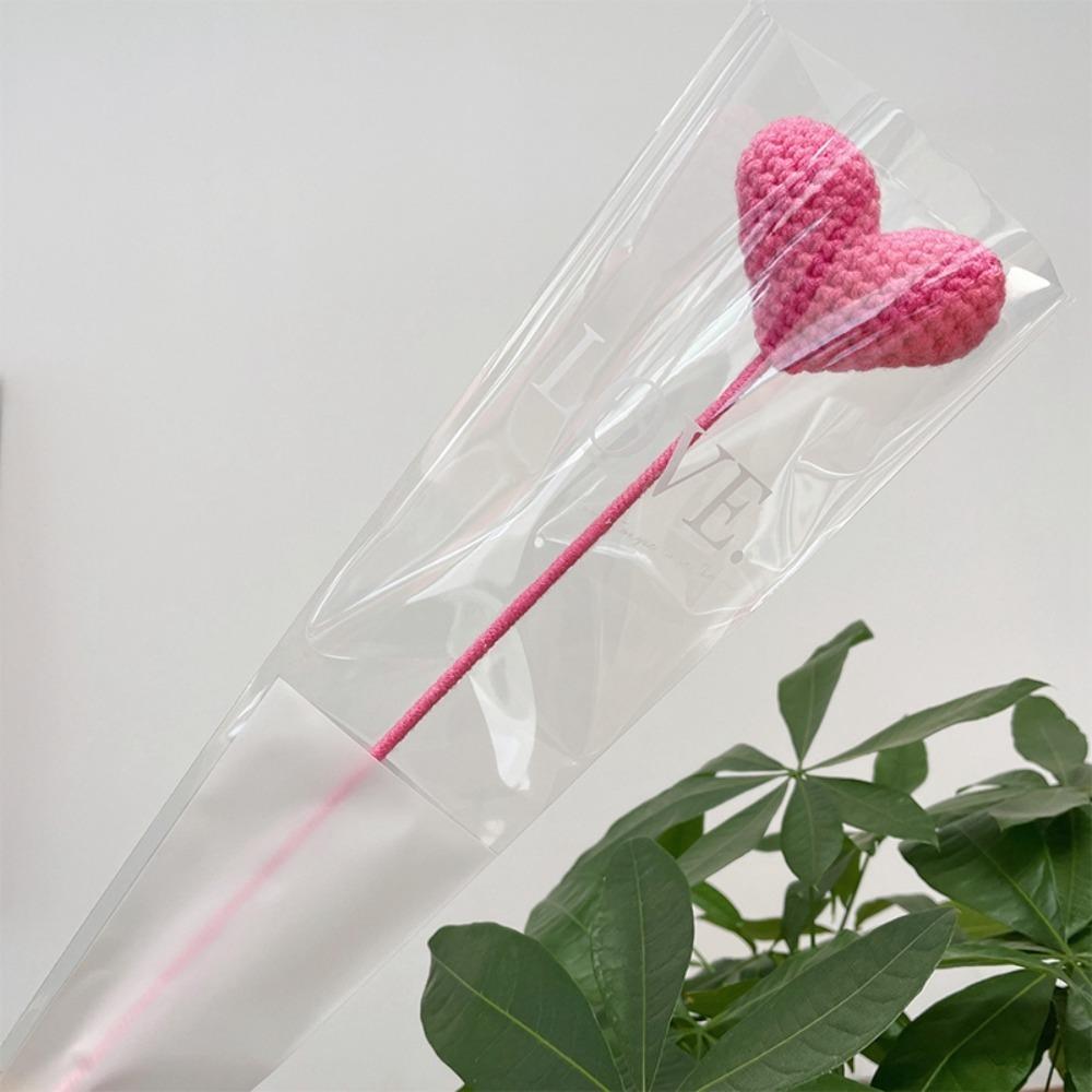 Heart Shaped Knitting Flower Carnation Flower Hand Woven Flower Creative DIY Bouquet  Holiday Gifts