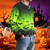 Men's Long Sleeve Printed Neck T-Shirt with Ribbed Texture Casual Tee