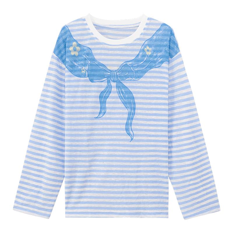 

Girls Lightweight Cool-Feel Navy Collar Long-Sleeve T-Shirt 130