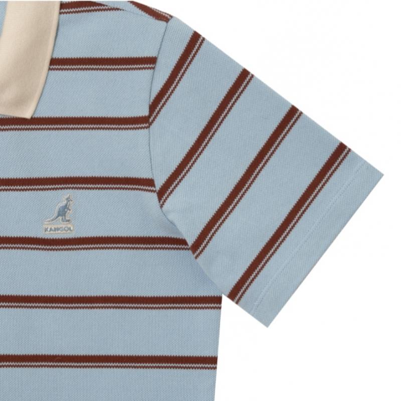 Kangol Women S Stripe Pique Shirt Light Blue 1731