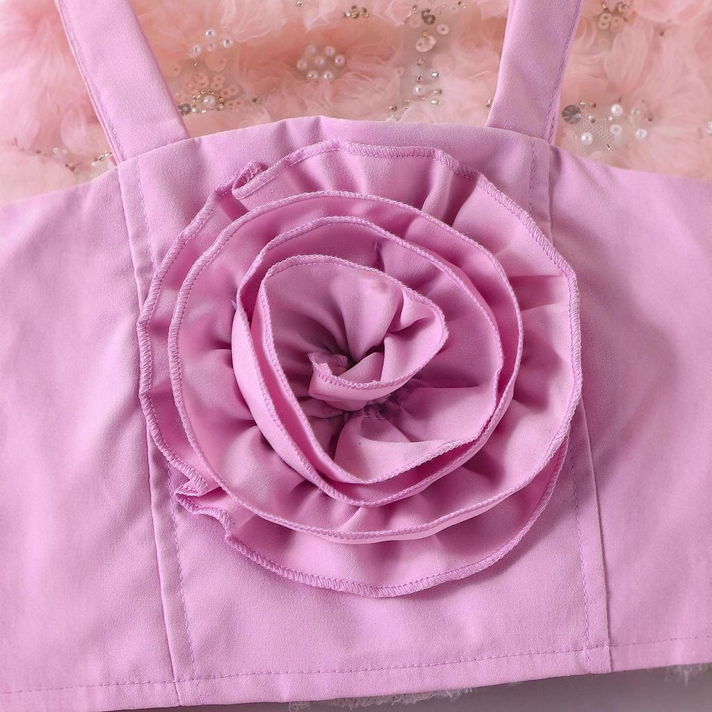 Mädchen Freizeitset Sommer Kinder Mode Niedlich Blume Hosenträger + Rock Zweiteiliges Set