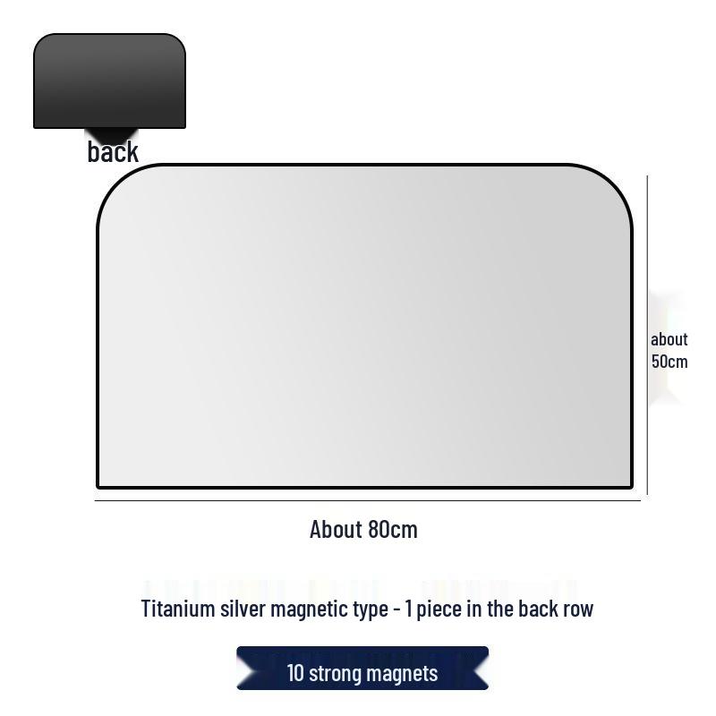 Iridescent Titanium Silver Magnetic Car Sun Shade - Non-transparent Window Curtains