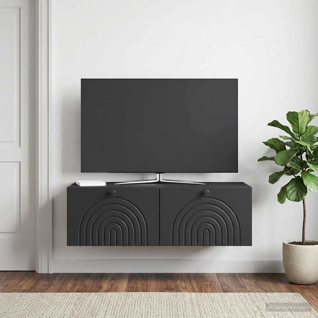 Wall Mounted TV Cabinet Black 99 X 41 X 30 Cm Engineered Wood