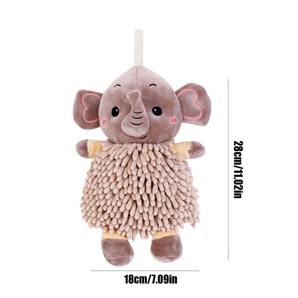 

Hand Drying Puff Absorbent Elephant Dry Puff Hangable Quick-Drying Absorbent Hand Towel For Kids Adults Spa Poolside Kitchen коричневий