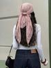 Bohemian Einfarbiges Spitzenbesetztes Schal für Damen Quadratisch Baumwolle Seide Hijabs Weicher Sonnenschutz Schal Sommer Strand Sarong Stirnband