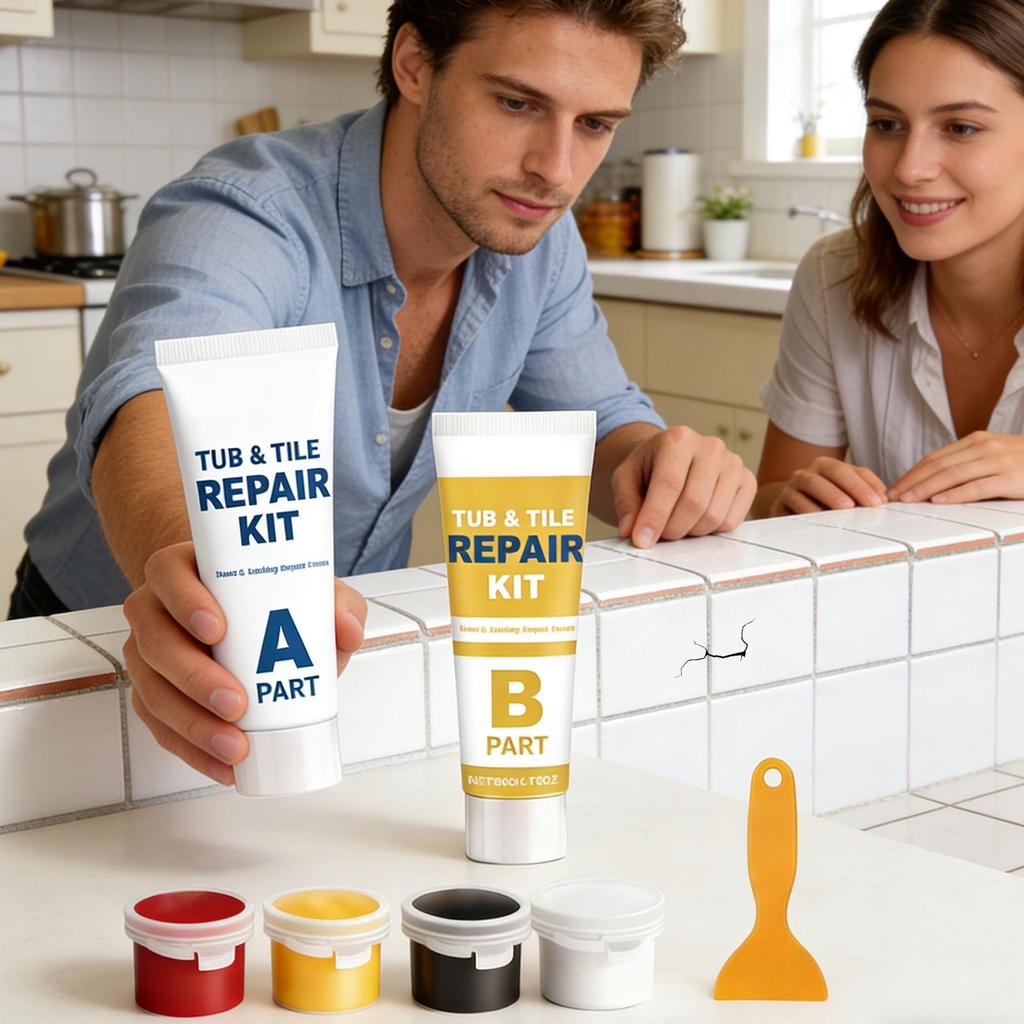 Fliesenriss-Reparaturset Wasserdichter Marmor-Dichtstoff Starker Klebstoff Bodenfliesen-Reparaturset für Badewanne Badezimmer Küchenboden Toilette