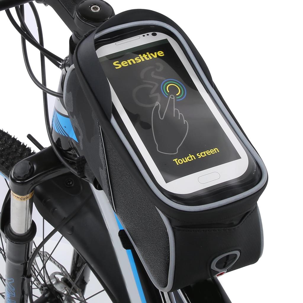 Bike Front Frame Bag Waterproof TPU Sensitive Touch Screen Top Tube Phone Mount Bag Pouch