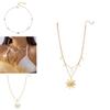 Ensemble de colliers géométriques en acier inoxydable avec cœur en perle et soleil creux pour un style vacances d'été