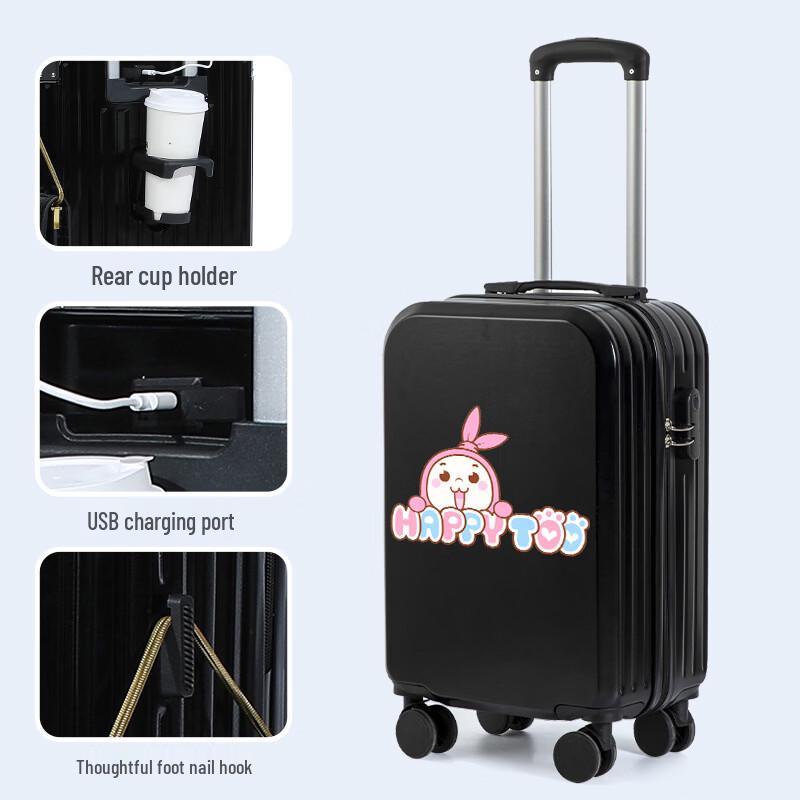 PACKAGE FASHION Women s Cartoon Travel Luggage with Cup Holder 20 inch