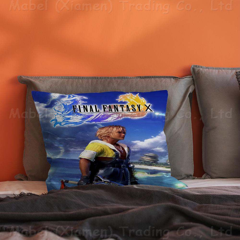 F-Final-F-Fantasy  Pillow Covers Cartoon Sofa Decorative Home Double-sided Printing Short Plush Cute Cushion Cover