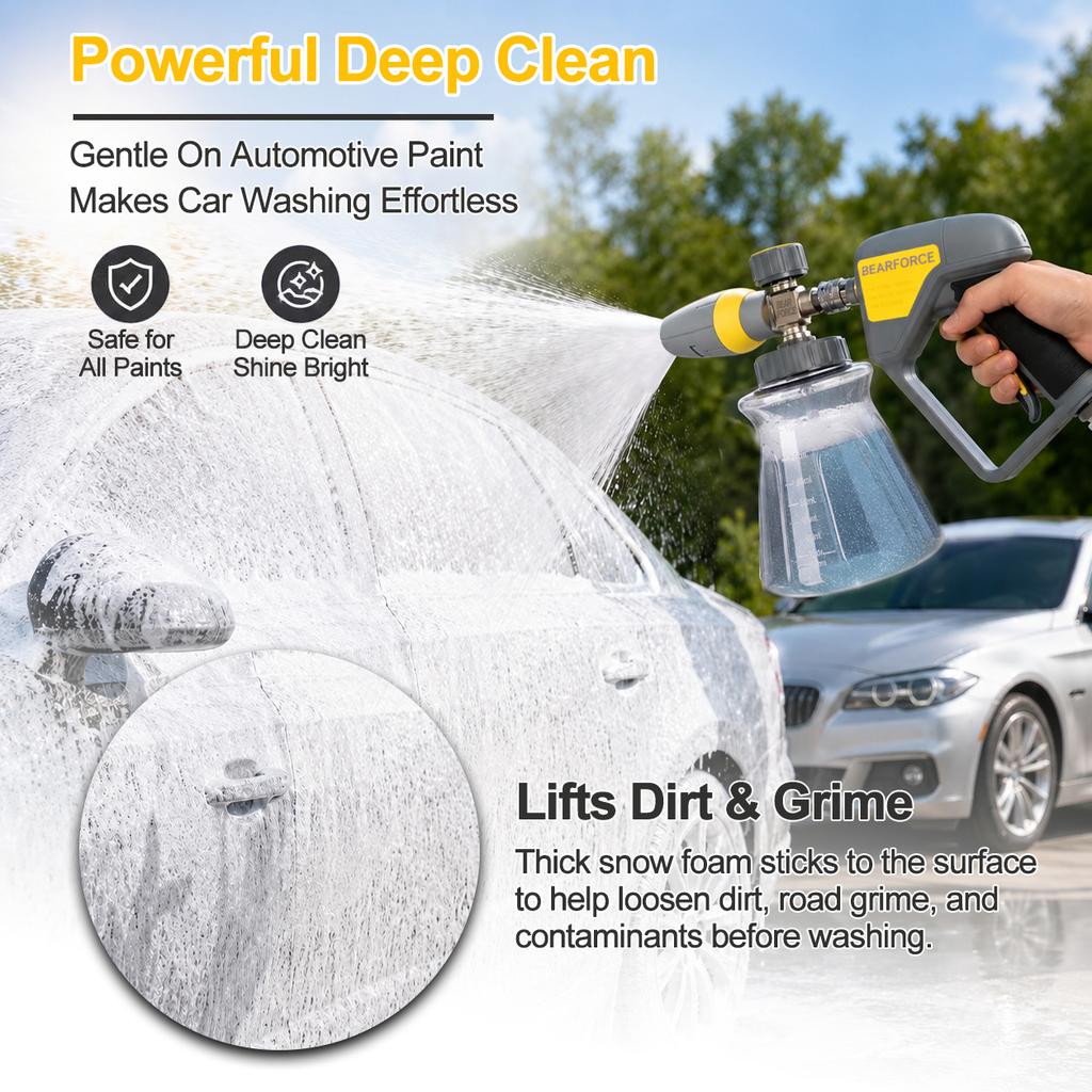 BEAR FORCE Premium Foam Cannon Foam Generator, Heavy Duty Snow Foam Lance Soap Sprayer with 1/4" Quick Plug for Pressure Washer