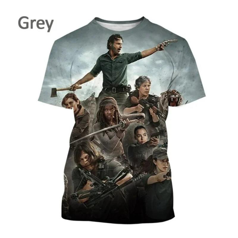 Popular TV Series The Walking Dead 3D Printed T-shirt Summer Men's Clothing Short Sleeve Tops Fashion Horror Oversized Tee Shirt