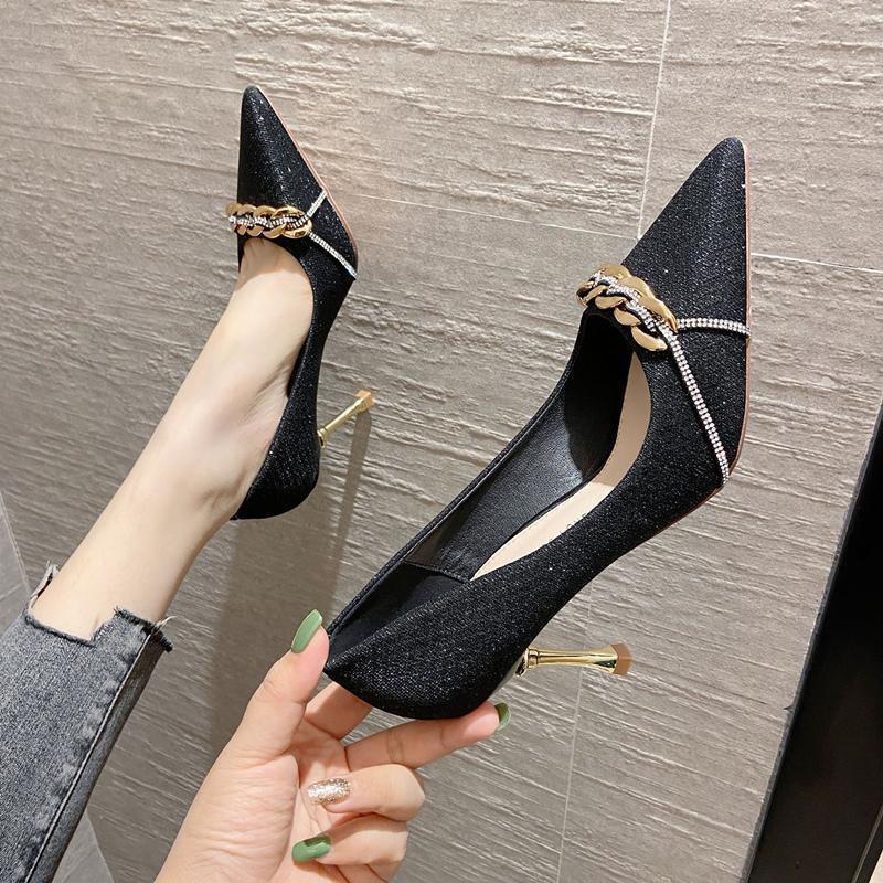 

Французские туфли на высоком каблуке женские весна 2025 новая шпилька чувство дизайна нишевые черные туфли осень и зима остроносые лодочки 39 чёрный