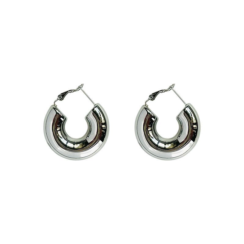 INS Super Cool Thick round Women's Titanium Steel Fashionable Earrings