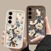 Luxuriöse Handyhülle aus mattem TPU mit Blumendruck für Samsung S25 Plus S24 FE S23 Ultra S22 A56 A36 A16 A55 A06 A05 A15 A35 A54 Stoßfeste Bumper-Abdeckung
