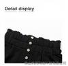 Women's Button High Waist Shorts with Pockets - Summer Pleated Elastic Waist, Versatile and Casual.