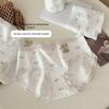Female Spring Cotton Sweet Printed Skin Friendly Breathable 10A Antibacterial Crotch Wrapped Waist Triangle Briefs