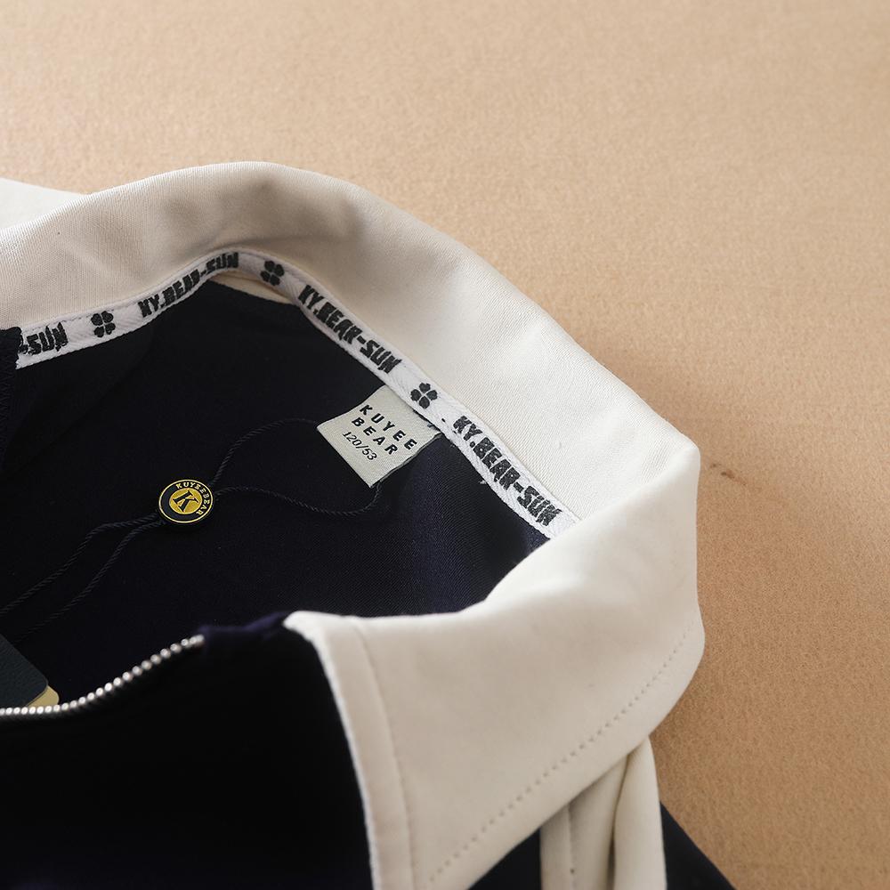 Dětská námořnicky modrá polokošile s dlouhým rukávem s bílým límečkem 2025 Nová mikina s kapucí pro děti ve věku 5-12 let