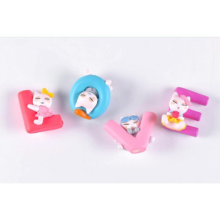 4 ks/sada Dekorace pro vílí zahrádku Roztomilá zvířátka Kočky Miniatury Mini figurky Mechové Terárium Mikro krajina