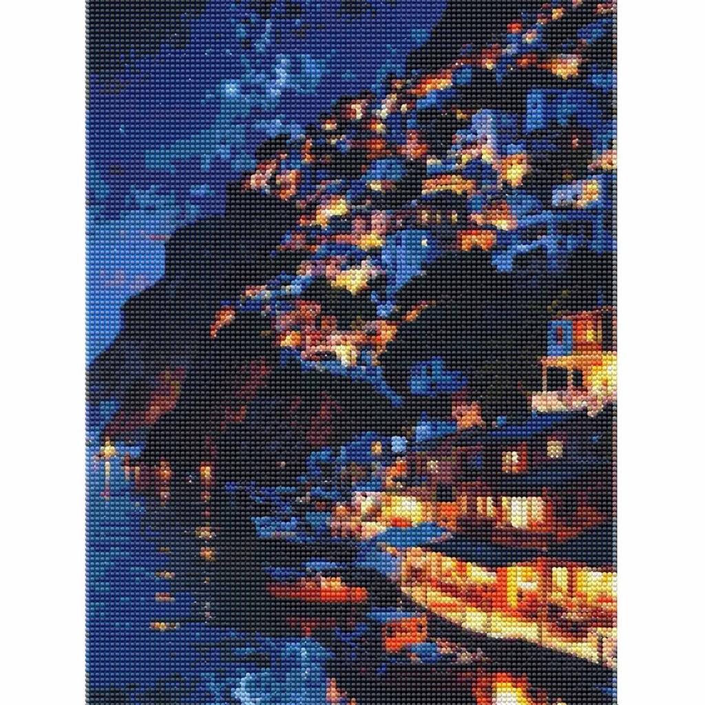 Diamond painting night coastal town landscape DIY 5D home room decoration kit