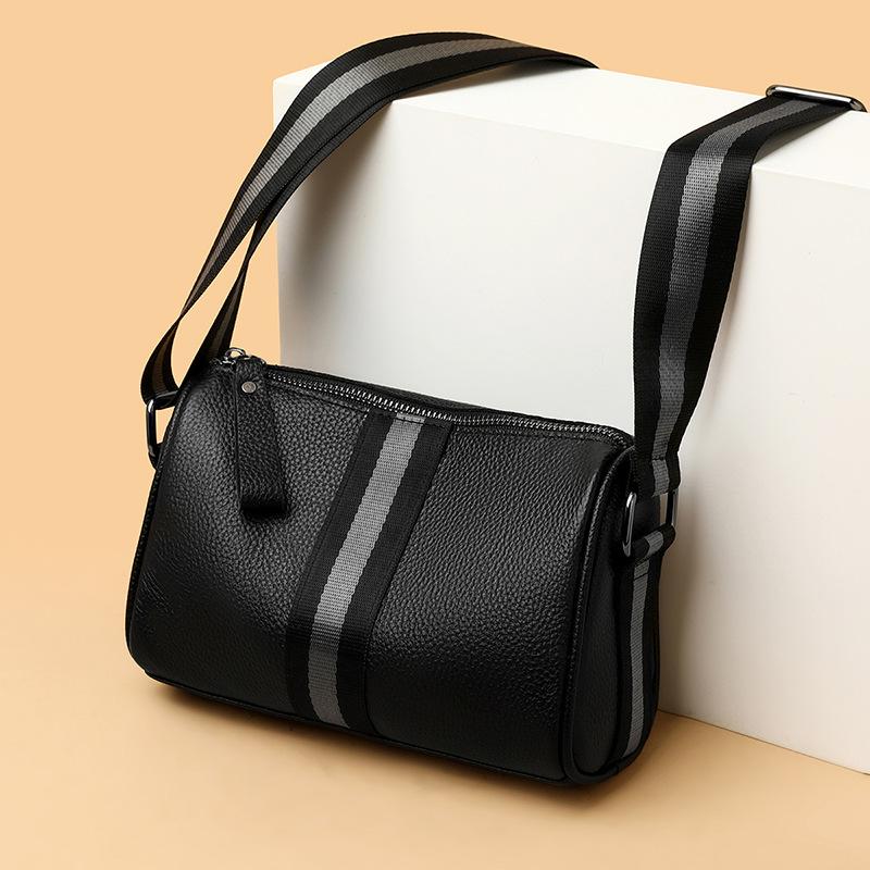 Large Capacity Men's Messenger Bag, Lychee Pattern Men's Bag, Shoulder Bag, Cowhide Texture Splicing Breast Bag, Men's High-end Sense