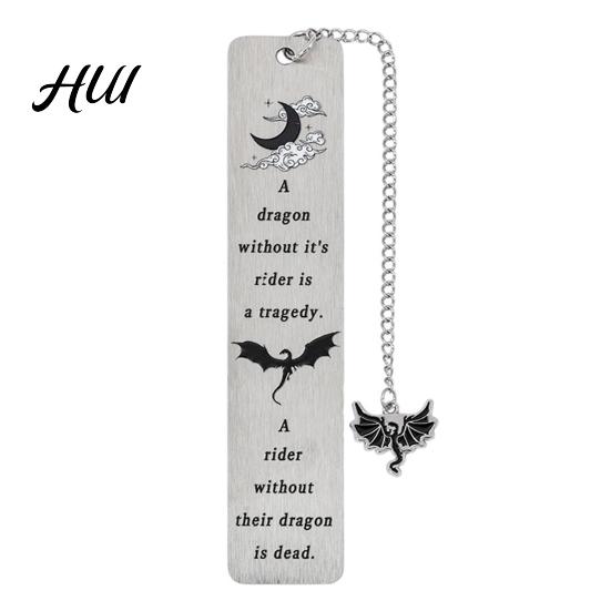 Elegant Metal Bookmark Pterosaur Bookmark, Stainless Steel Fourth Wing Design Page Marker with Dinosaur Black Tassel, Unique Literary Gift for