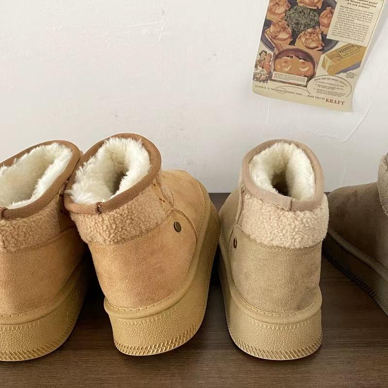 Retro Platform To Increase Non-Slip Warm Snow Boots Women'S New Winter 2025 Plus Velvet Padded Short Cotton Shoes.