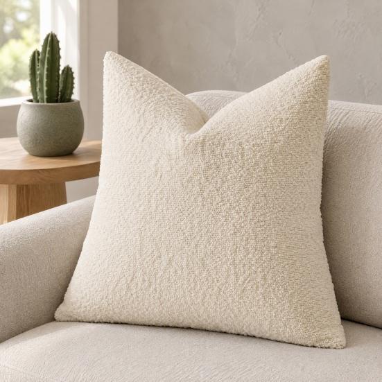 Textured Cushion Cover Boucle Cover, Cozy Throw Pillow Case, Decorative Solid Color for Sofa Couch Living Room Bedroom, 18 x Inch Cases