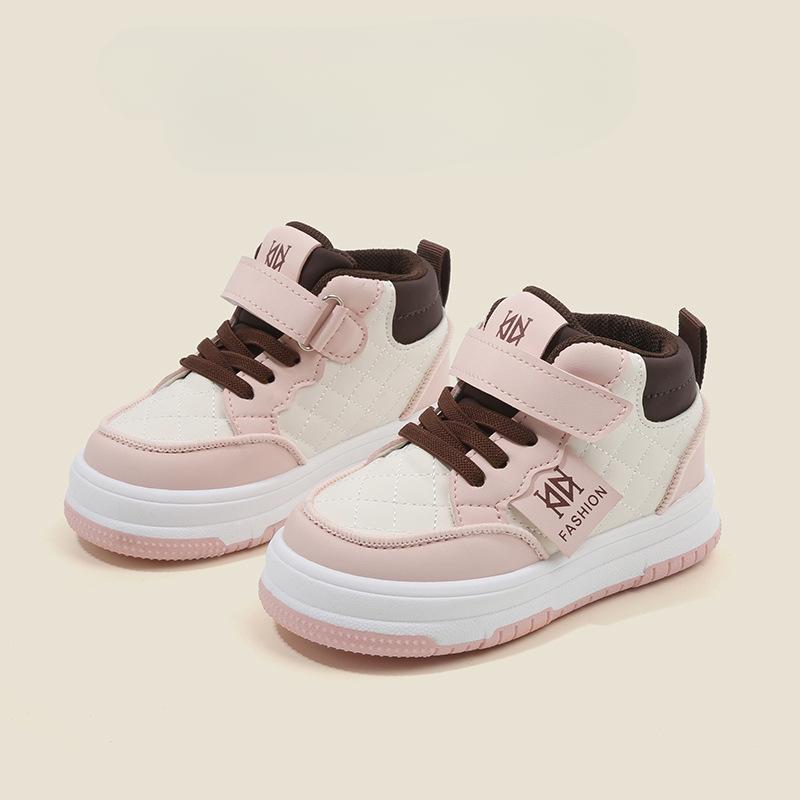 Children's Sports Shoes 2025 Spring and Autumn Boys High Top Casual Board Shoes Girls Soft Soled Small White Shoes