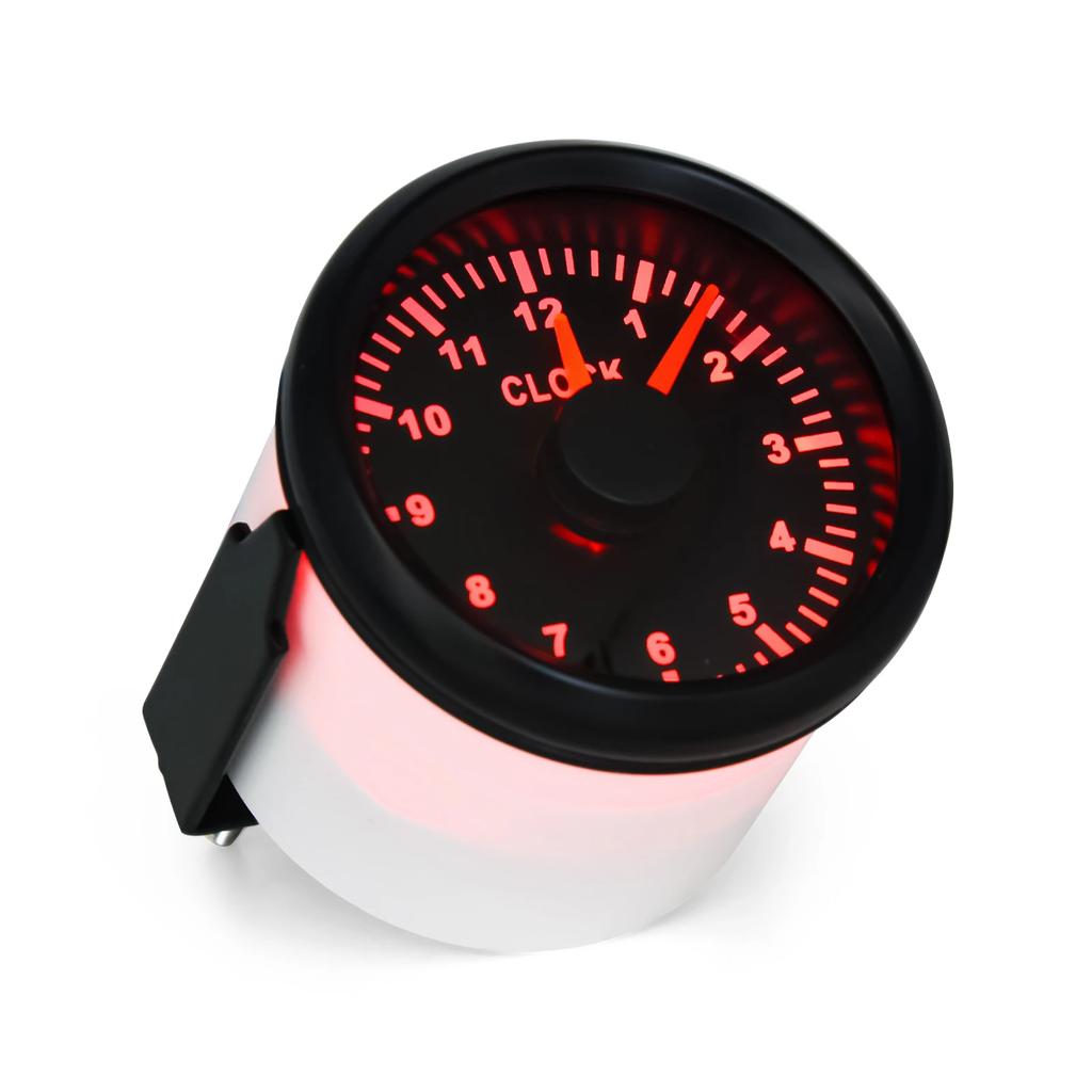 52mm 12 Hours Clock Gauge Red Backlight 0-12 Hours Hourmeter Hour Meters for Car Boat Clock Meters 9-32V Automobile Instrument