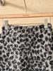 Minigonna da Donna Taglie Forti a Vita Alta con Stampa Leopardo e Linea ad A in Lana d'Agnello - Snellente e Sexy per Autunno/Inverno