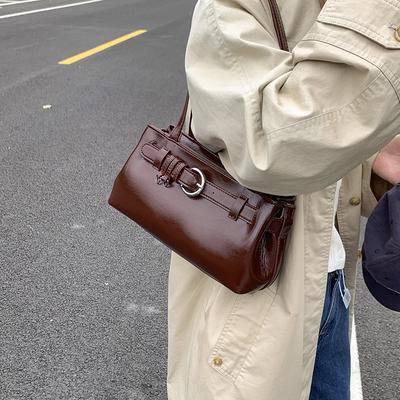 Texturierte Tasche Damenmode lässig neu vielseitig Pendler-Schultertasche Retro-Ölwachsleder Achseltasche