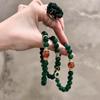 High-end Dark Green Jadeite Bracelet for Women, Natural Red Agate Crystal Beaded Bracelet, Light Luxury