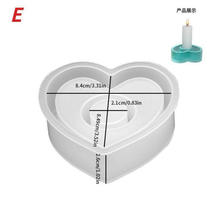 Candle Holder Silicone Mold 3D Heart/Star/Round Candlestick Holder Casting Mould Concrete Resin Molds Rod Taper Candle Holder