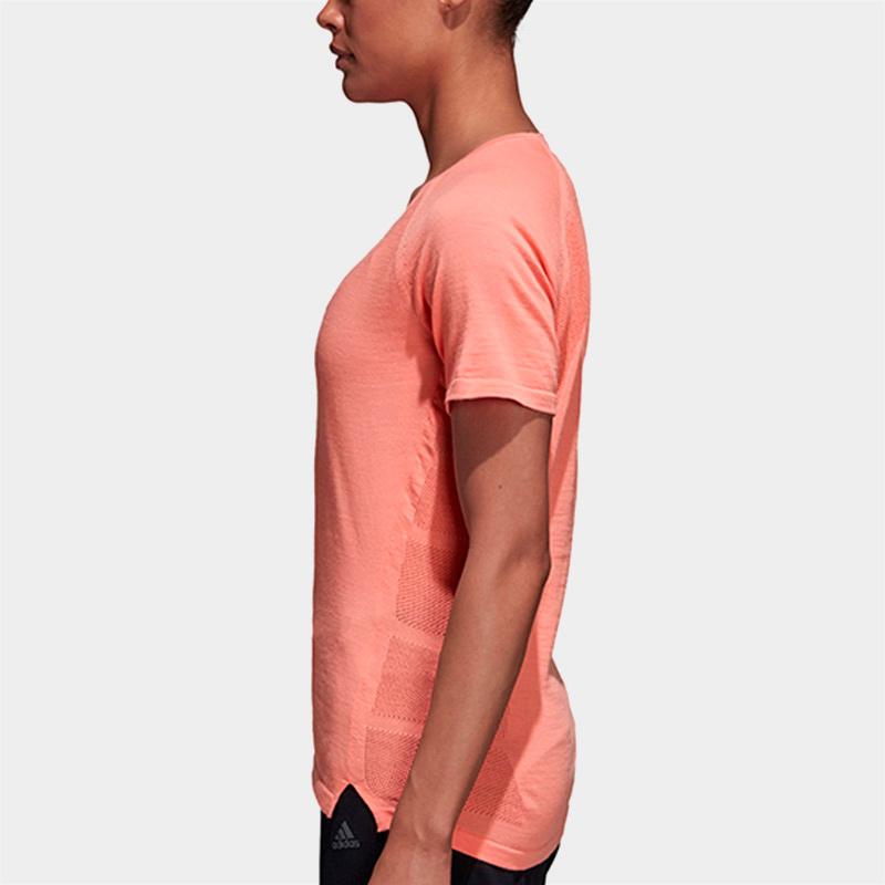 Adidas Sports Running Round Neck T-Shirt Women Tops Orange DN3242