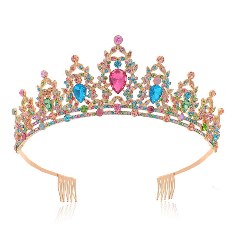 Jewel Bride Bridesmaids Comb Crown Baroque Birthday Wedding Banquet Headwear Crown Headband