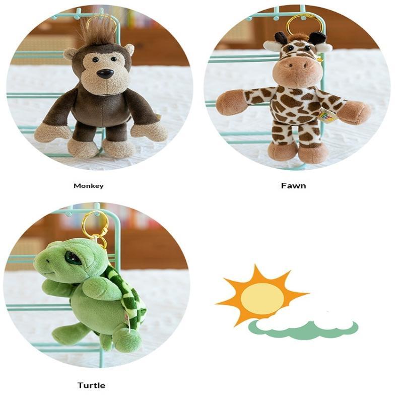 Porte-clés Peluche Animal Mignon Dessin Animé 15CM Tigre Lion Éléphant Hippopotame Tortue Pendentif Sac Rembourré