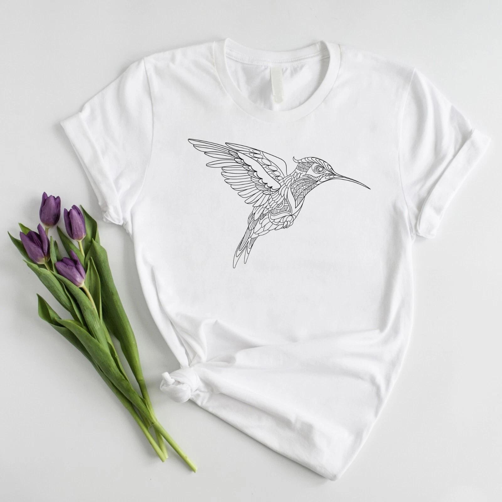 Hummingbird Mandala Tee - Beautiful Bird Gift T-Shirt Nature Lovers Gift T Shirt S