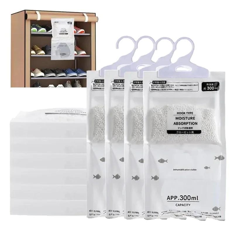 510Pcs Moisture Absorber Hanging Drying Clothes Dehumidifier Wardrobe Dehumidifier Dry Bag Desiccant Moisture Absorption Bag